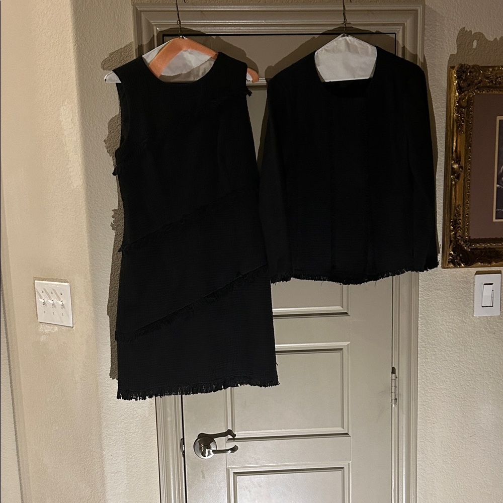 Ann Taylor Black Sleeveless Dress and Jacket Set